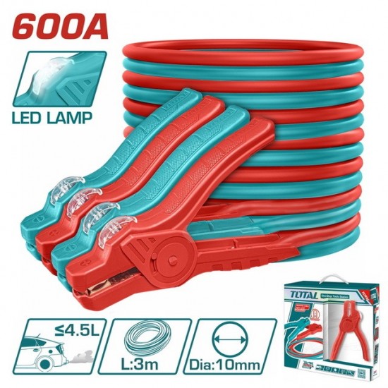 TOTAL ΚΑΛΩΔΙΑ ΕΚΚΙΝΗΣΗΣ 3m ΜΕ ΛΑΜΠΑ LED (PBCA16008L) ΜΠΑΤΑΡΙΕΣ-ΦΟΡΤΙΣΤΕΣ