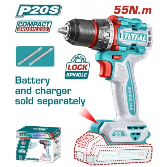 TOTAL ΕΠΑΓΓ. ΔΡΑΠΑΝΟΚΑΤΣΑΒΙΔΟ ΜΠΑΤ. Li-ion 20V / 55Nm BL Motor ΧΩΡΙΣ ΜΠΑΤ & ΦΟΡΤΙΣΤΗ (TDLI205581) ΔΡΑΠΑΝΟΚΑΤΣΑΒΙΔΑ