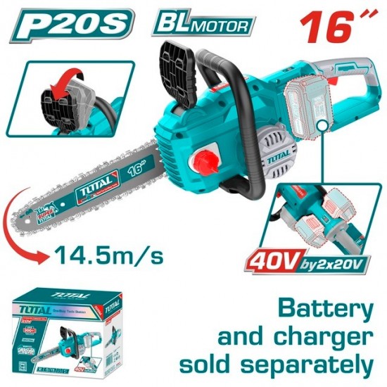 TOTAL ΕΠΑΓΓ. ΑΛΥΣΟΠΡΙΟΝΟ 16" / 40cm ΜΠΑΤ. Li-ion 40V ΧΩΡΙΣ ΜΠΑΤΑΡΙΑ & ΦΟΡΤΙΣΤΗ (TGSLI40168) ΑΛΥΣΟΠΡΙΟΝΑ