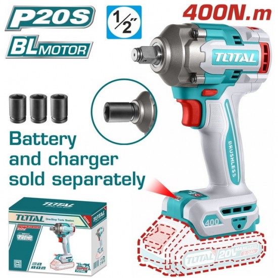 TOTAL ΕΠΑΓΓ. ΜΠΟΥΛΟΝΟΚΛΕΙΔΟ ΜΠΑΤ. Li-ion 20V / 400Nm ΧΩΡΙΣ ΜΠΑΤΑΡΙΑ & ΦΟΡΤΙΣΤΗ (TIWLI20401) ΔΡΑΠΑΝΟΚΑΤΣΑΒΙΔΑ