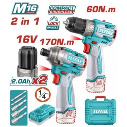TOTAL ΣΕΤ ΕΠΑΓΓ. ΔΡΑΠ/ΒΙΔΟ 60Nm + ΠΑΛΜΙΚΟ ΚΑΤΣΑΒΙΔΙ 170Nm ΜΠΑΤ. Li-ion 16V/2Ah/2 ΜΠΑΤ (TOSLI240968) TOTAL ΣΕΤ ΕΠΑΓΓ. ΔΡΑΠ/ΒΙΔΟ 60Nm + ΠΑΛΜΙΚΟ ΚΑΤΣΑΒΙΔΙ 170Nm ΜΠΑΤ. Li-ion 16V/2Ah/2 ΜΠΑΤ (TOSLI240968)