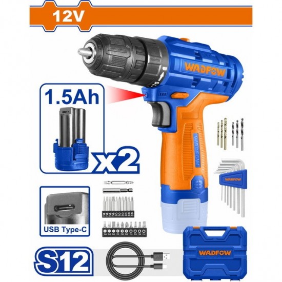 WADFOW ΔΡΑΠΑΝΟΚΑΤΣΑΒΙΔΟ ΜΠΑΤ. Li-ion 12V / 1.5Ah / 20Nm / 2 ΜΠΑΤ. Type C (WCDS525) ΔΡΑΠΑΝΟΚΑΤΣΑΒΙΔΑ
