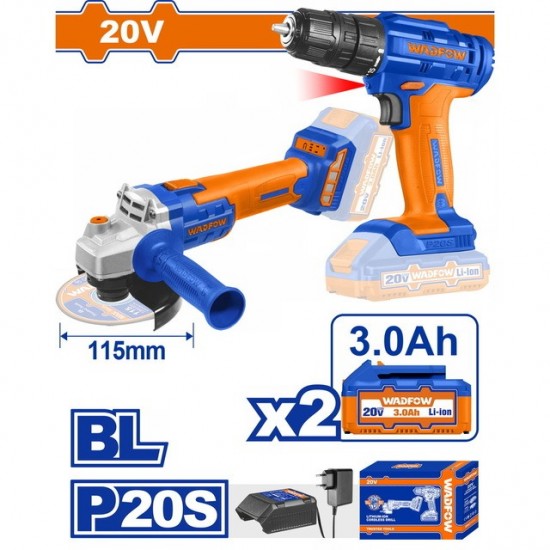 WADFOW ΣΕΤ ΔΡΑΠ/ΒΙΔΟ + ΓΩΝΙΑΚΟΣ ΤΡΟΧΟΣ ΜΠΑΤ. Li-ion 20V / 3Ah / 2 ΜΠΑΤ (WCK20512) ΔΡΑΠΑΝΟΚΑΤΣΑΒΙΔΑ WADFOW ΣΕΤ ΔΡΑΠ/ΒΙΔΟ + ΓΩΝΙΑΚΟΣ ΤΡΟΧΟΣ ΜΠΑΤ. Li-ion 20V / 3Ah / 2 ΜΠΑΤ (WCK20512) ΔΡΑΠΑΝΟΚΑΤΣΑΒΙΔΑ