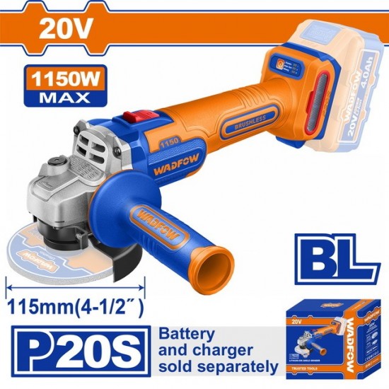 WADFOW ΓΩΝΙΑΚΟΣ ΤΡΟΧΟΣ 115mm ΜΠΑΤ. Li-ion 20V ΧΩΡΙΣ ΜΠΑΤΑΡΙΑ & ΦΟΡΤΙΣΤΗ (WLAPB520) ΤΡΟΧΟΙ