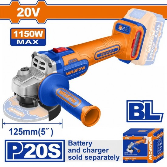 WADFOW ΓΩΝΙΑΚΟΣ ΤΡΟΧΟΣ 125mm ΜΠΑΤ. Li-ion 20V ΧΩΡΙΣ ΜΠΑΤΑΡΙΑ & ΦΟΡΤΙΣΤΗ (WLAPB530) ΤΡΟΧΟΙ