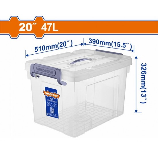 WADFOW ΠΛΑΣΤΙΚΟ ΚΟΥΤΙ ΑΠΟΘΗΚΕΥΣΗΣ ΔΙΑΦΑΝΟ 20" / 47Lit (WTB2350) ΕΡΓΑΛΕΙΟΘΗΚΗ - ΕΡΓΑΛΕΙΟΦΟΡΟΙ - ΤΣΑΝΤΑ ΕΡΓΑΣΙΑΣ - ΣΚΑΛΑ ΑΛΟΥΜΙΝΙΟΥ